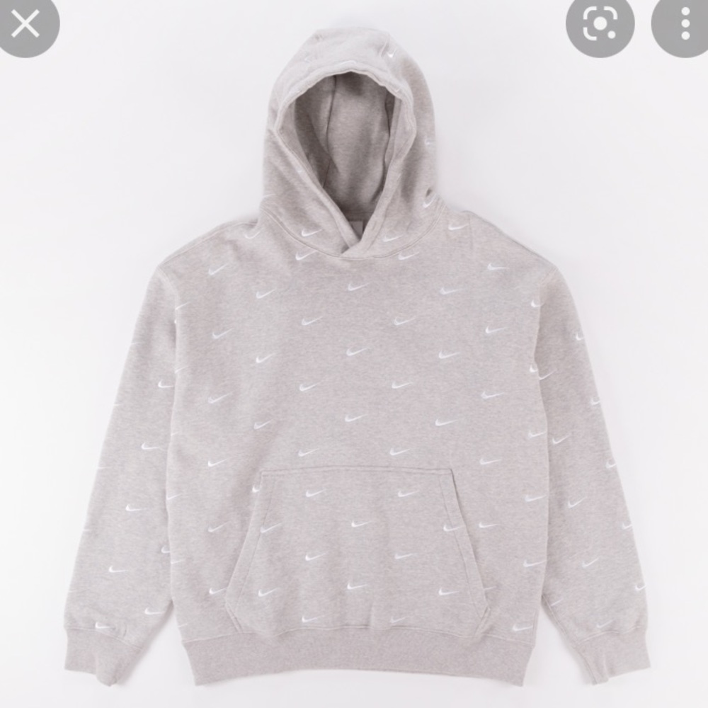 Grey Nike swoosh logo hoodie